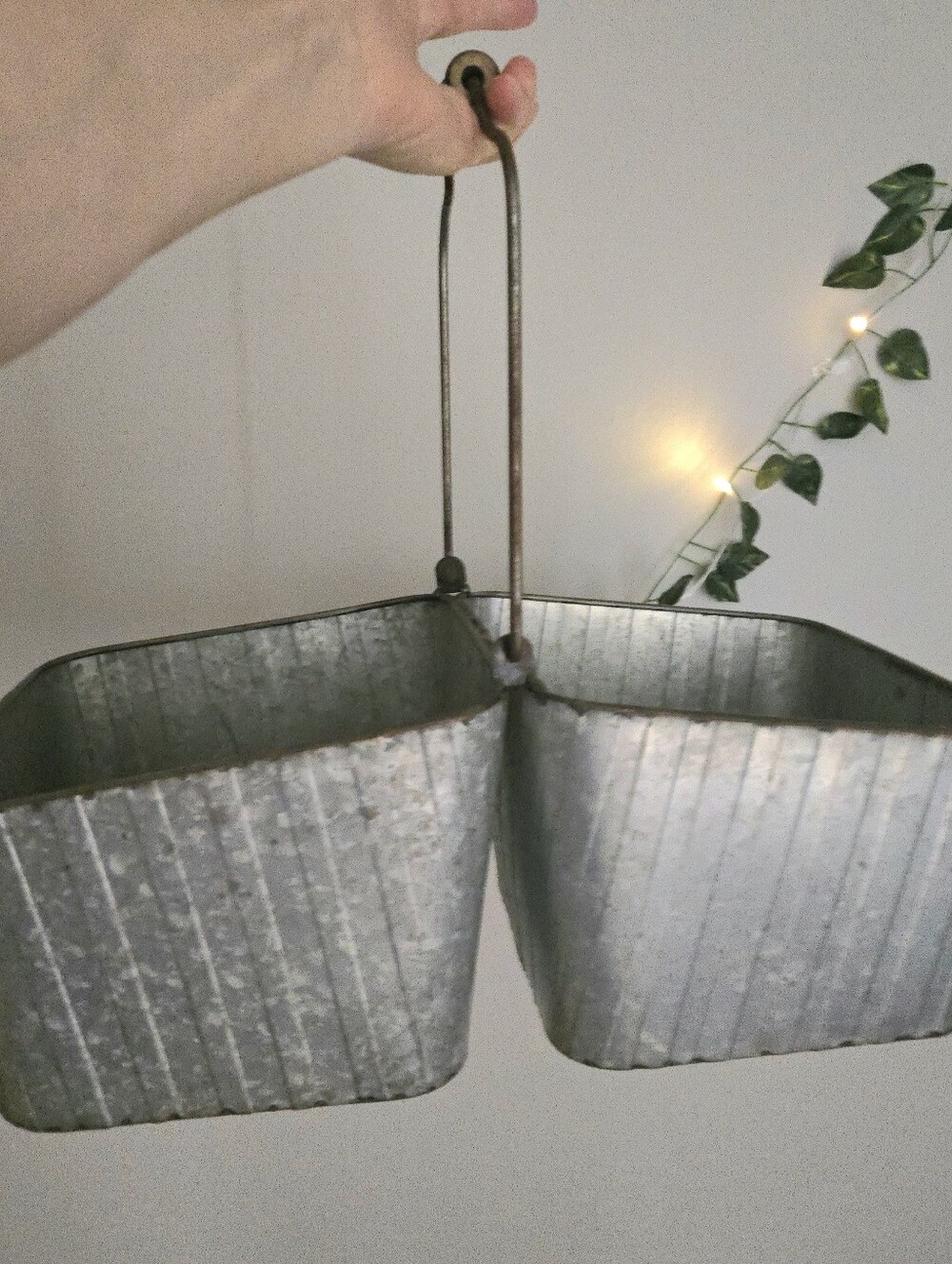 Rustic Galvanized Metal Double Planter
